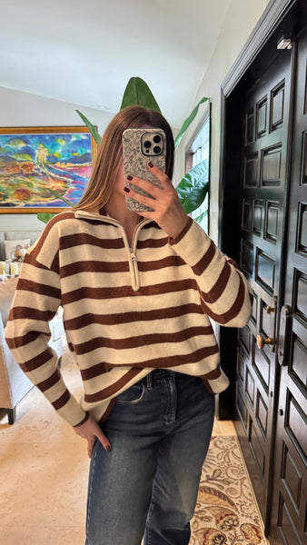 Stripe Sweater/ Brown