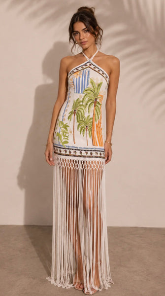 Palm Paradise Fringe Dress