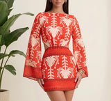 Tropical Flor in Red Dress