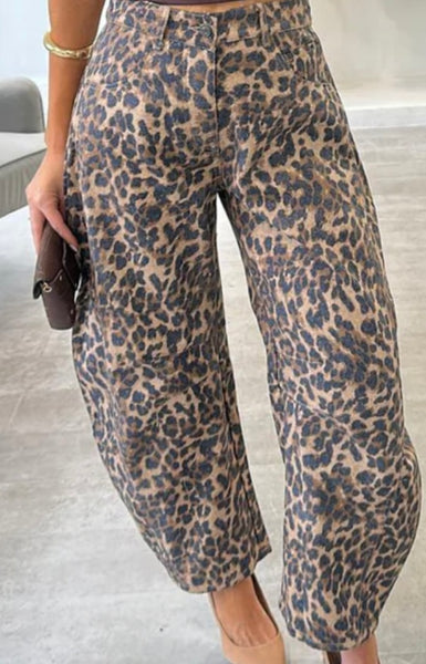 Cheetah Barrel Jeans