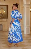 Cascading in Blue Dress