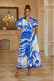 Cascading in Blue Dress