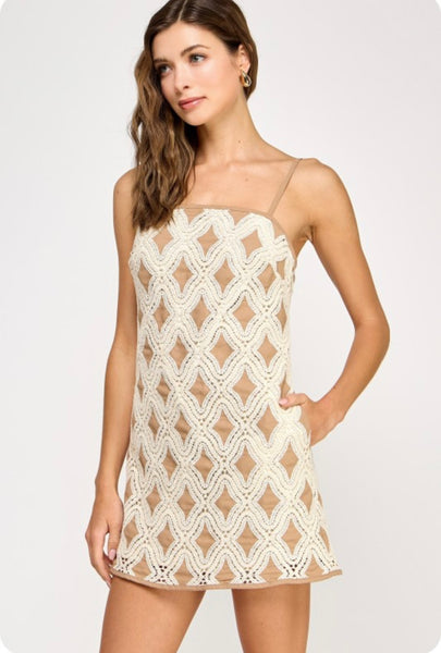Tan Crochet Mini