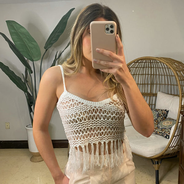 Crocheted Top-White